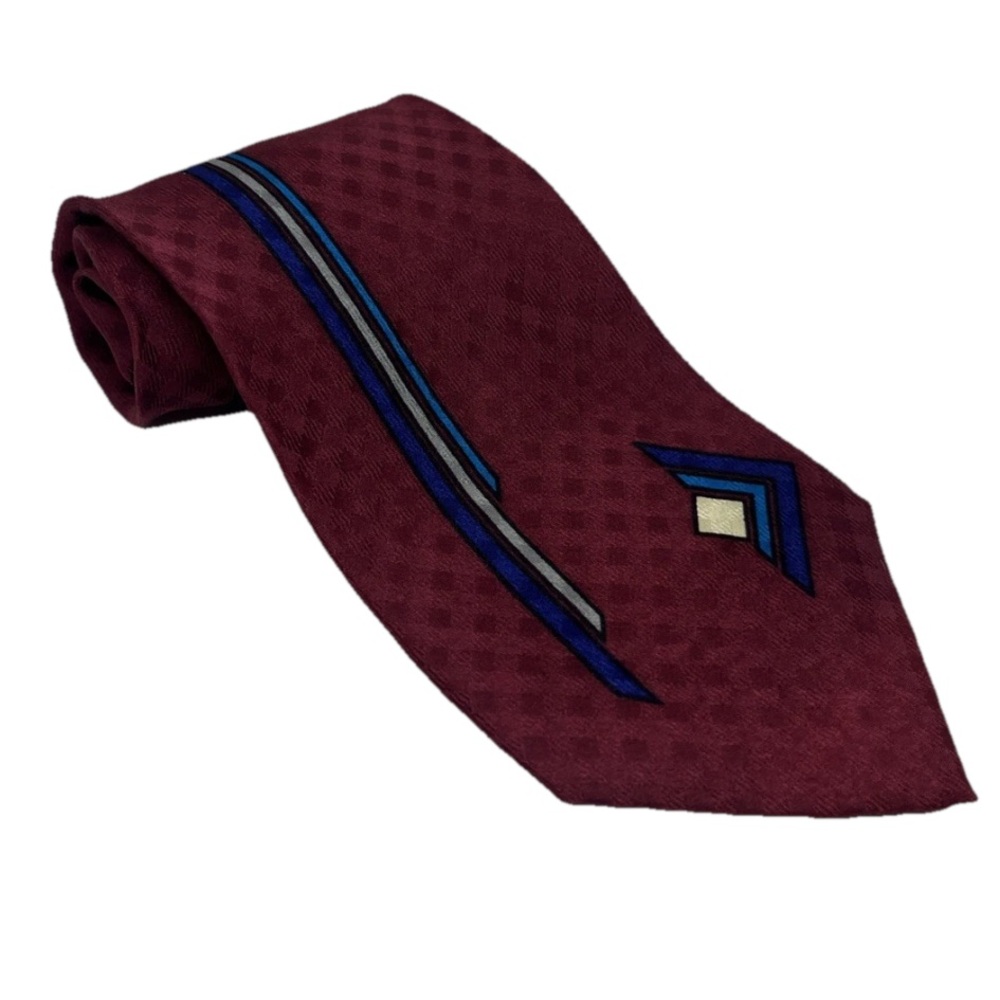 Albert Nipon Vintage Graphic Wine 100% Silk Hand Made Men’s Tie
